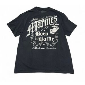 Black Ink Design US Marines Born to Battle T-Shirt Mens Large Black Graphic Tee